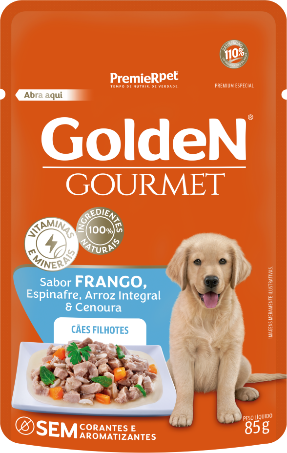 Ração Úmida Golden Gourmet Frango para Cães Filhotes - 85 g
