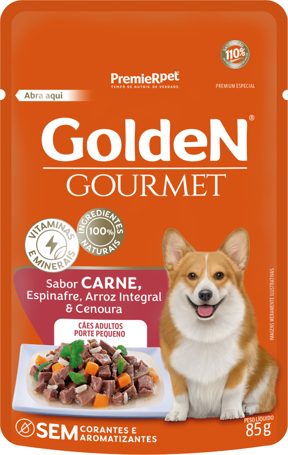 Ração Úmida Golden Gourmet Carne para Cães Adultos de Porte Pequeno - 85 g