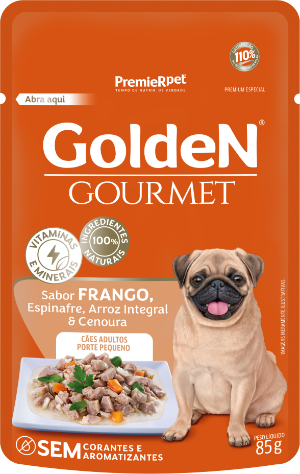 Ração Úmida Golden Gourmet Frango para Cães Adultos de Porte Pequeno - 85 g