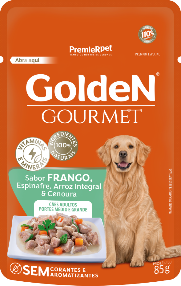 Ração Úmida Golden Gourmet Frango para Cães Adultos de Porte Médio e Grande - 85 g