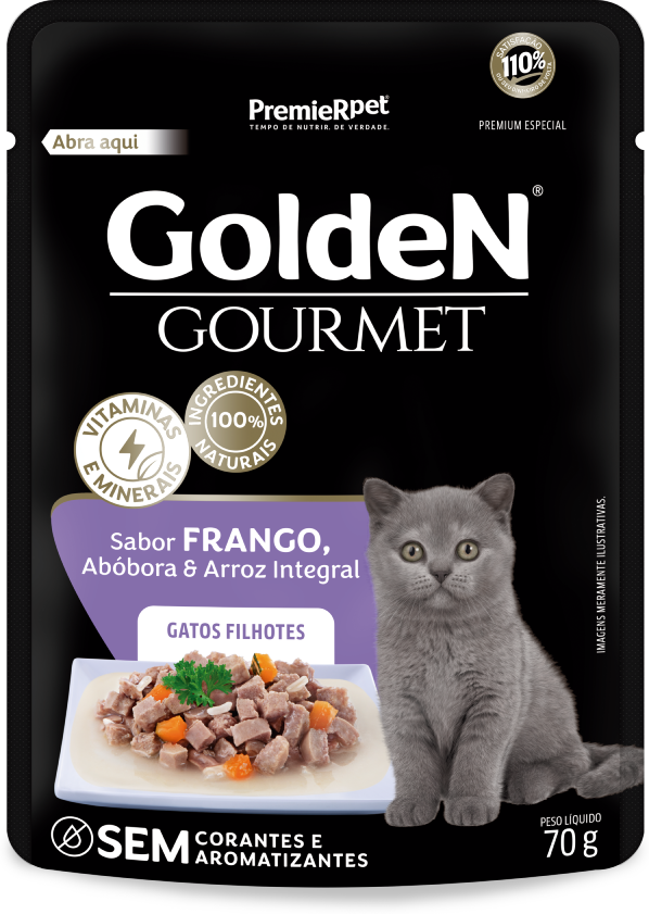 Ração Úmida Golden Gourmet Frango para Gatos Filhotes - 70 g