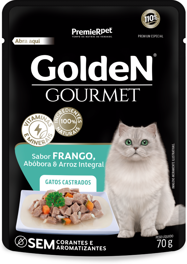 Ração Úmida Golden Gourmet Frango para Gatos Castrados - 70 g