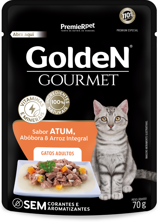 Ração Úmida Golden Gourmet Atum para Gatos Adultos - 70 g
