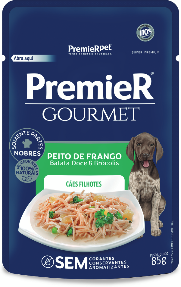 Ração Úmida PremieR Gourmet Peito de Frango, Batata Doce e Brócolis para Cães Filhotes - 85 g