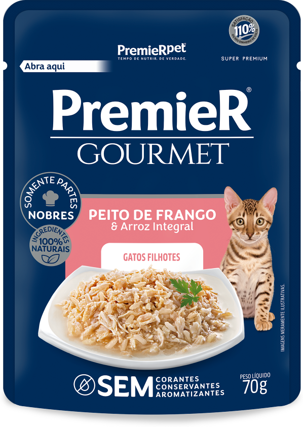 Ração Úmida PremieR Gourmet Peito de Frango e Arroz Integral para Gatos Filhotes - 70 g