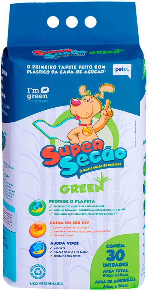 Kit Tapete Higiênico Petix Supersecão Green - 120 Unidades (4 Pacotes)