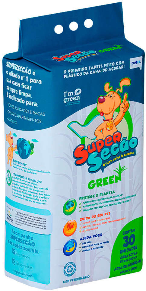 Kit Tapete Higiênico Petix Supersecão Green - 120 Unidades (4 Pacotes)