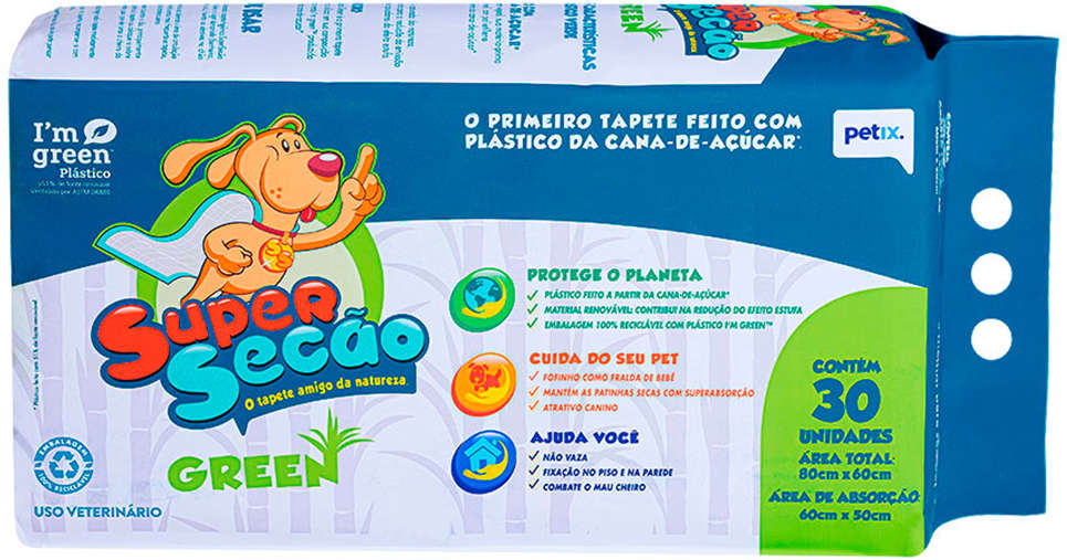 Kit Tapete Higiênico Petix Supersecão Green - 120 Unidades (4 Pacotes)