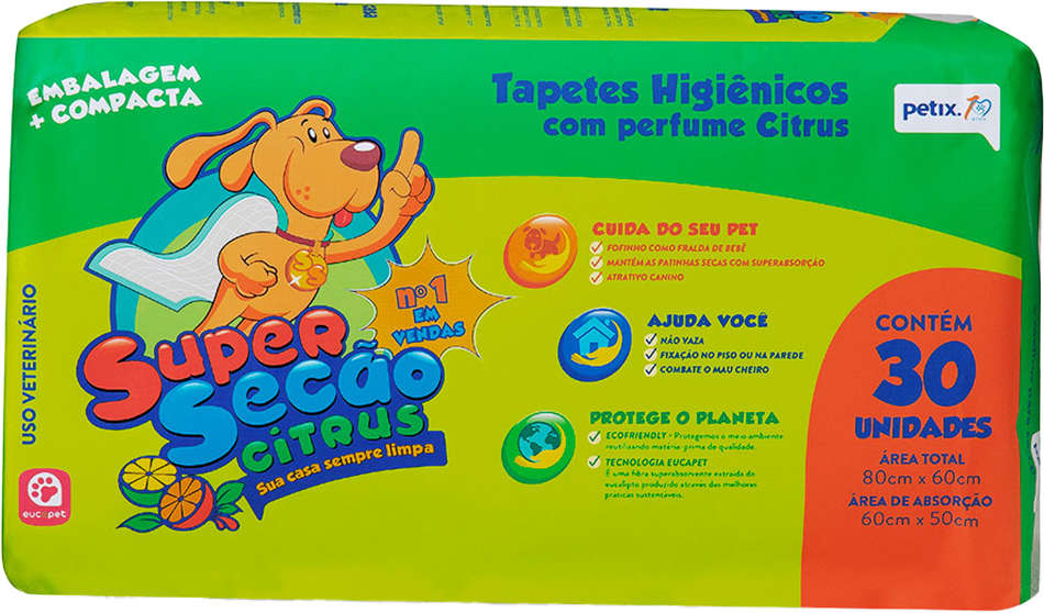 Tapete Higiênico Super Secão Citrus - 30 Unidades