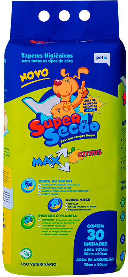 Tapete Higiênico Petix Supersecão Max Citrus - 30 Unidades