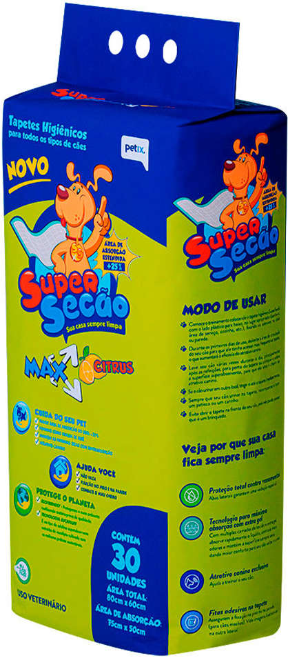 Tapete Higiênico Petix Supersecão Max Citrus - 30 Unidades