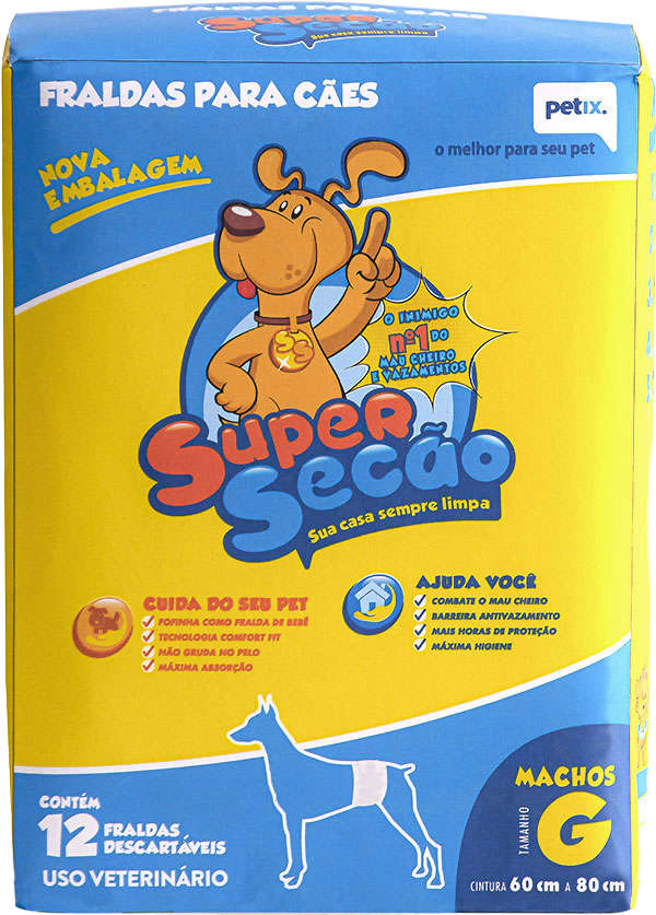 Fraldas Descartáveis Super Secão para Cães Machos - Tam. G