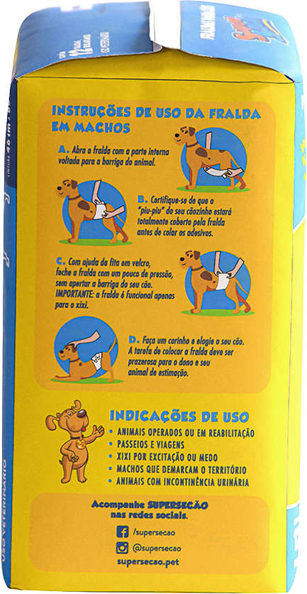 Fraldas Descartáveis Super Secão para Cães Machos - Tam. G