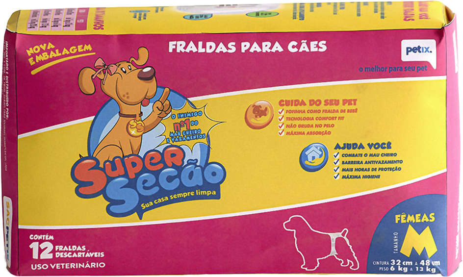 Fraldas Descartáveis Super Secão para Cães Fêmeas - Tam. M