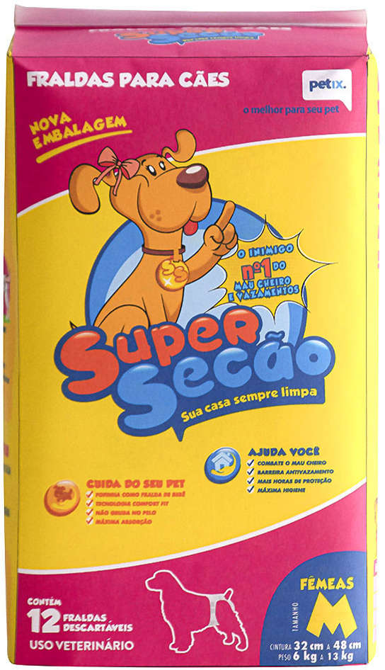 Fraldas Descartáveis Super Secão para Cães Fêmeas - Tam. M