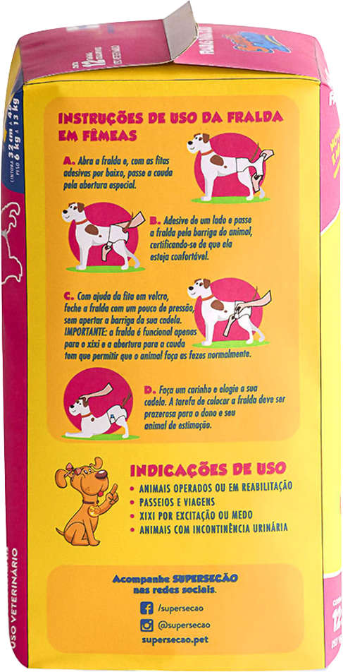 Fraldas Descartáveis Super Secão para Cães Fêmeas - Tam. M