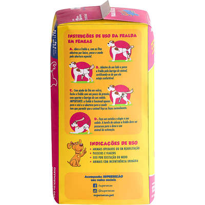 Fraldas Descartáveis Super Secão para Cães Fêmeas com 12 Unidades