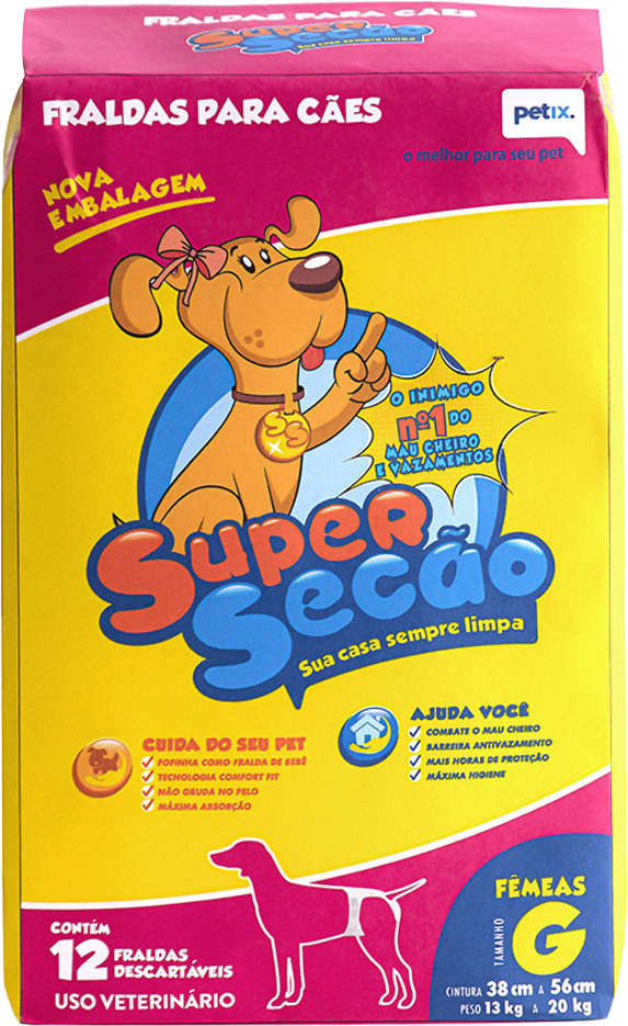 Fraldas Descartáveis Super Secão para Cães Fêmeas - Tam. G
