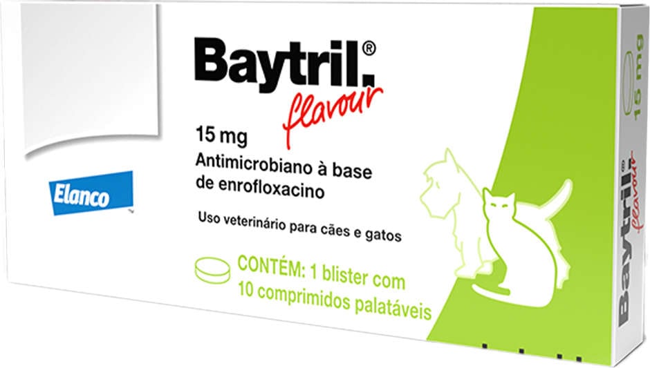 Antibiótico Elanco Baytril Flavour 15mg - 10 comprimidos