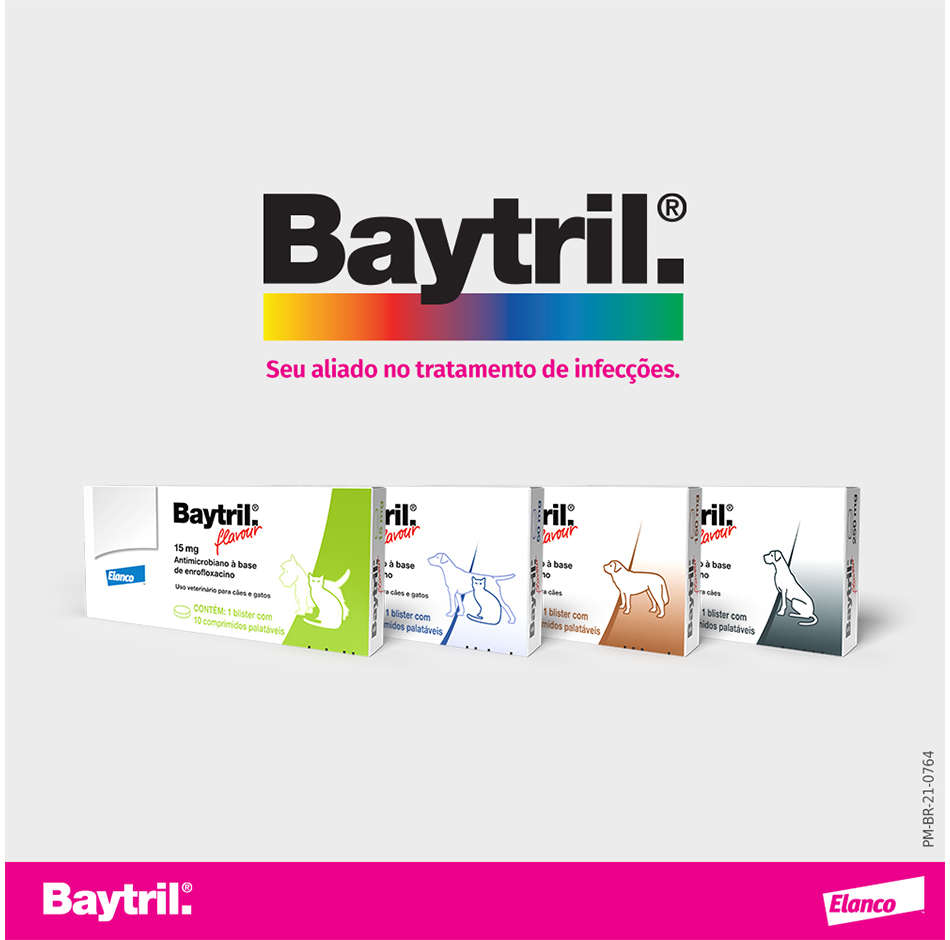Antibiótico Elanco Baytril Flavour 15mg - 10 comprimidos