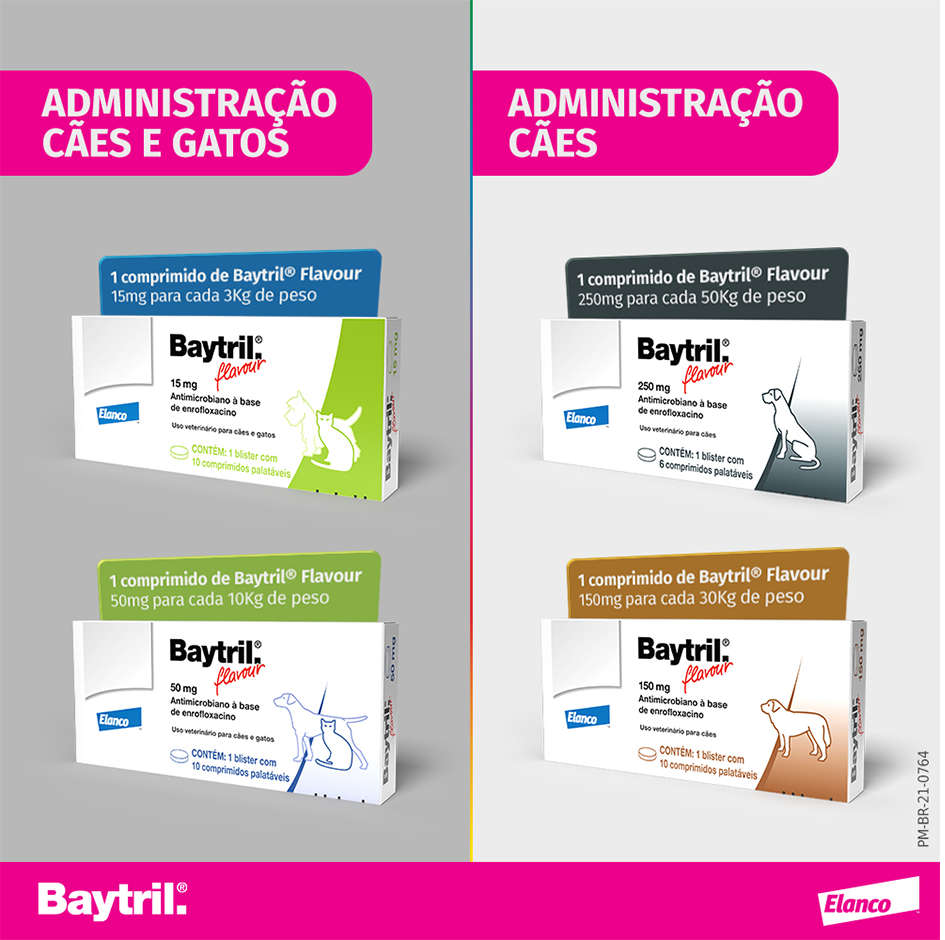 Antibiótico Elanco Baytril Flavour 15mg - 10 comprimidos