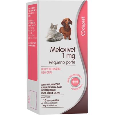 Anti-Inflamatório Meloxivet 10 comprimidos para Cães e Gatos de Pequeno Porte - 1 mg