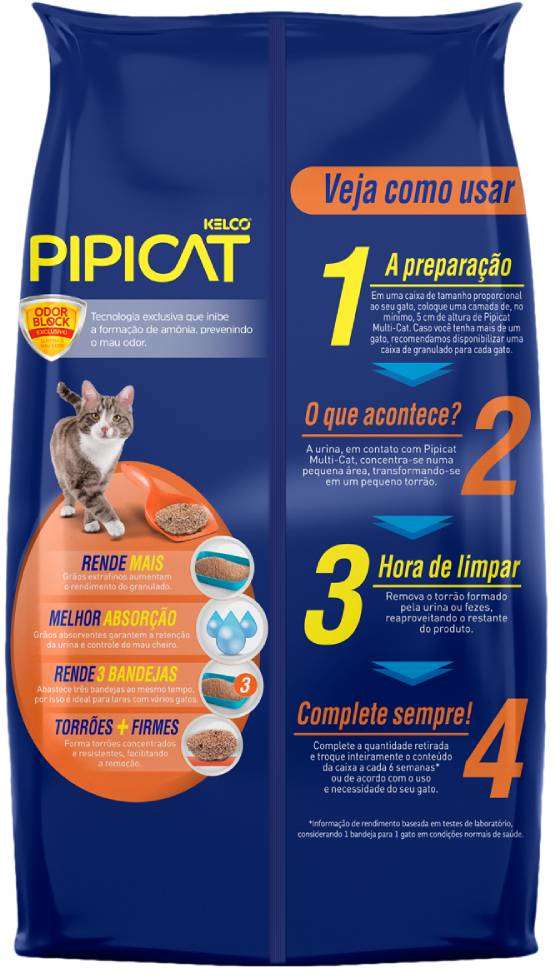 Areia Sanitária Multicat Pipicat - 12Kg