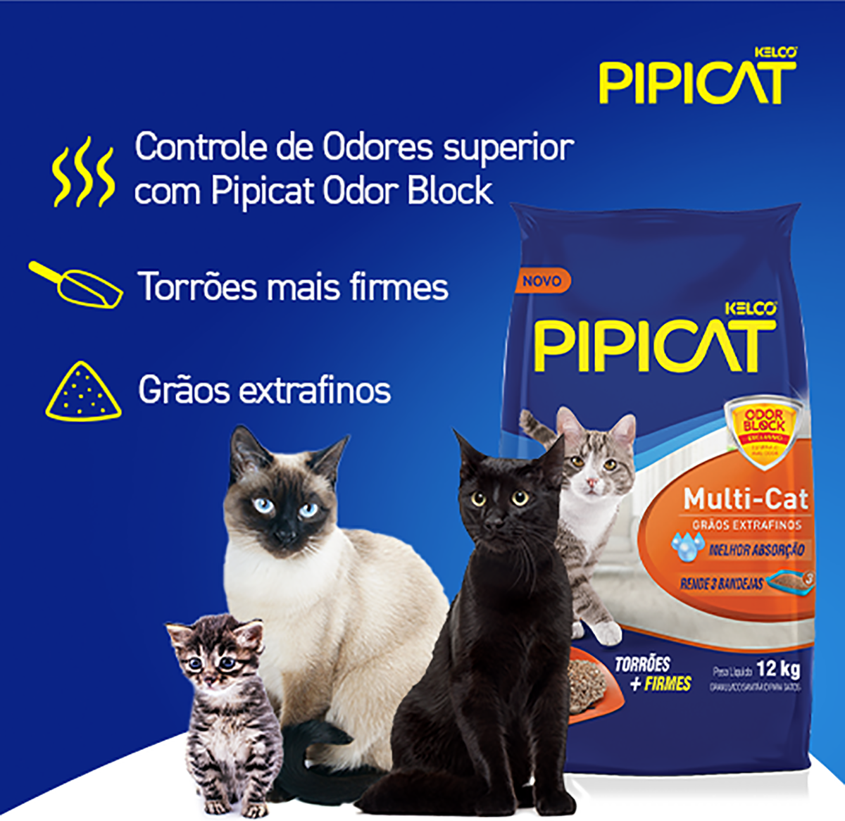 Areia Sanitária Multicat Pipicat - 12Kg