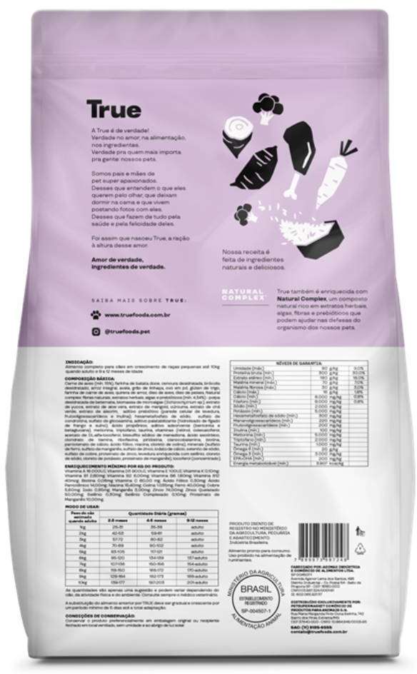 Ração Natural True para Cães Filhotes Raças Pequenas - 2,5Kg