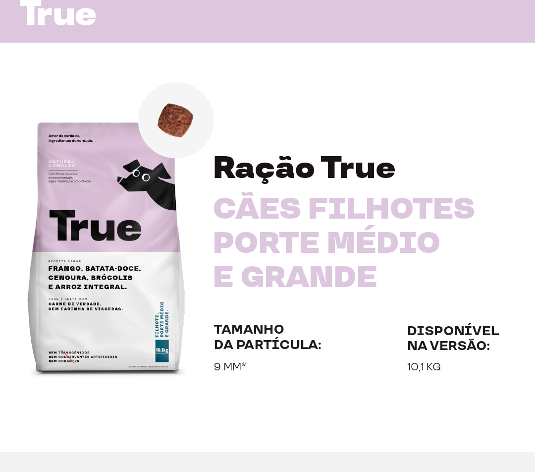 Ração Natural True para Cães Filhotes Raças Médias e Grandes - 10,1Kg