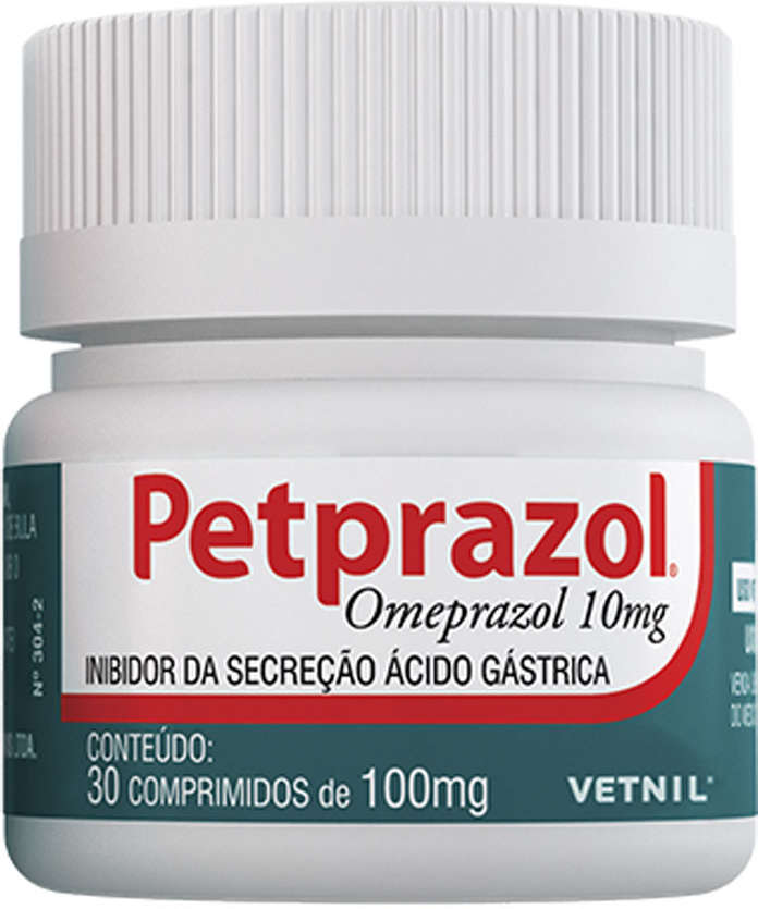 Inibidor de Secreção Ácido-Gástrica Vetnil Petprazol 10 mg - 30 Comprimidos