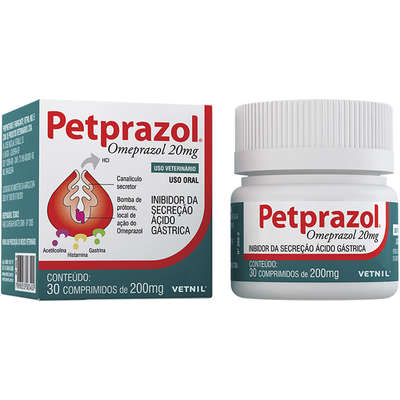 Inibidor de Secreção Ácido-Gástrica Vetnil Petprazol 20 mg