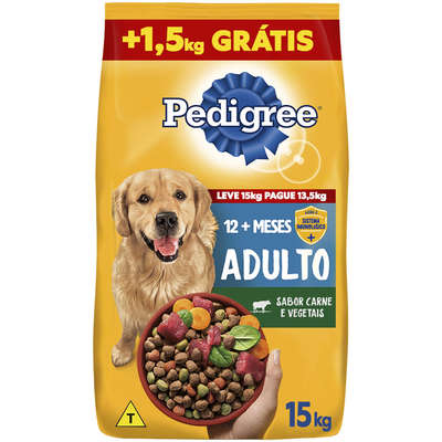 Ração Seca Pedigree Carne e Vegetais para Cães Adultos Raças Médias e Grandes