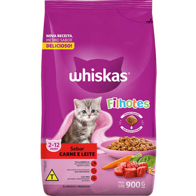 Ração Whiskas Carne e Leite para Gatos Filhotes