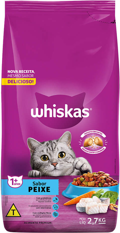 Ração Whiskas Peixe para Gatos Adultos - 2,7Kg