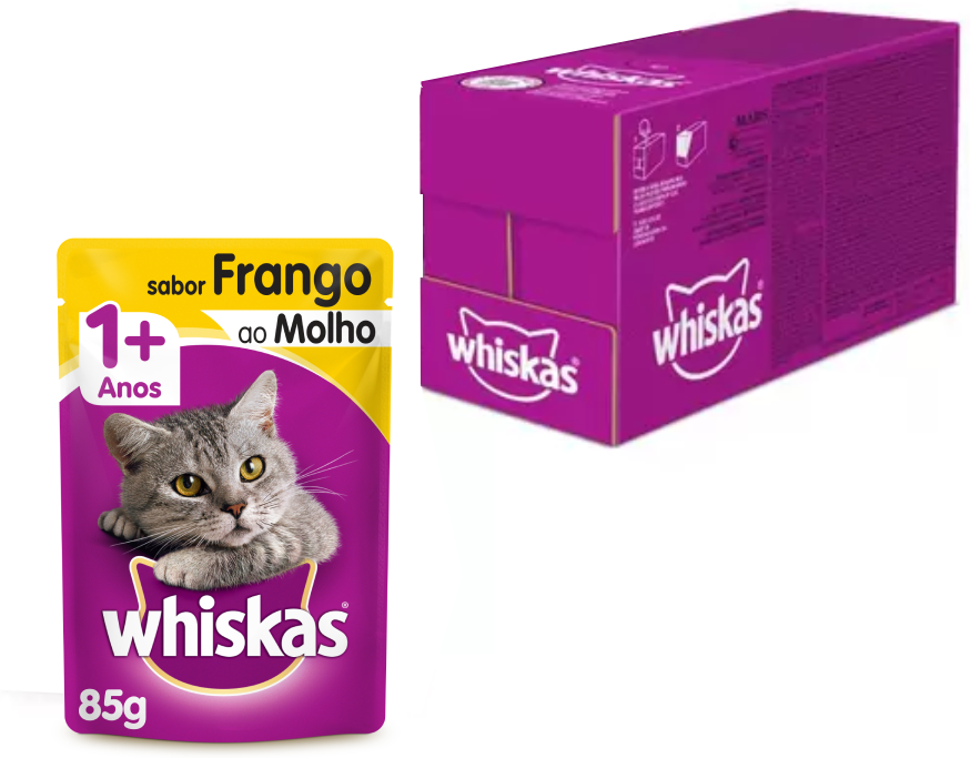 Kit Ração Úmida Whiskas Sachê Frango ao Molho para Gatos Adultos - 20 Unidades