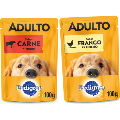 Kit Pedigree Sachê Cães Adultos Carne + Frango - 18 Unidades