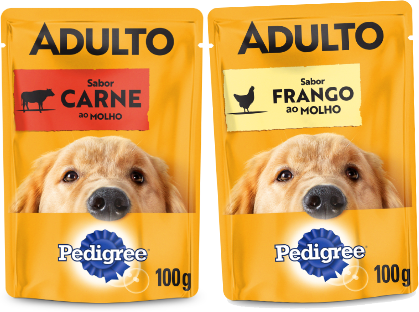 Kit Pedigree Sachê Cães Adultos Carne + Frango - 54 Unidades