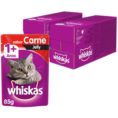 Ração Úmida Whiskas Sachê Carne Jelly para Gatos Adultos