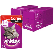 Kit Ração Úmida Whiskas Sachê Carne Jelly para Gatos Adultos - 40 Unidades