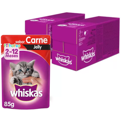 Ração Úmida Whiskas Sachê Carne Jelly para Gatos Filhotes