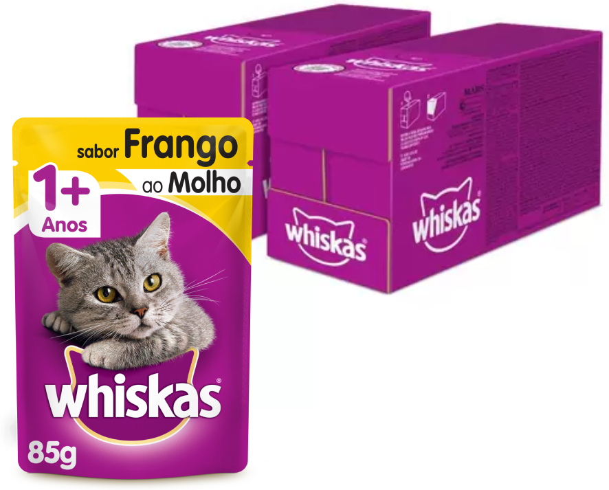 Kit Ração Úmida Whiskas Sachê Frango ao Molho para Gatos Adultos - 40 Unidades