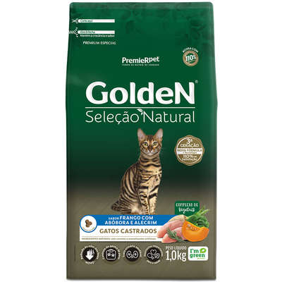 Ração Seca PremieR Pet Golden Seleção Natural Frango, Abóbora e Alecrim para Gatos Castrados