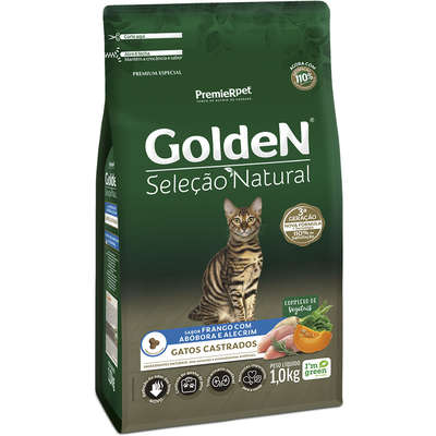 Ração Seca PremieR Pet Golden Seleção Natural Frango, Abóbora e Alecrim para Gatos Castrados