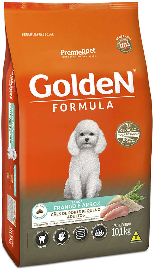 Ração Seca PremieR Pet Golden Formula Cães Adultos Mini Bits Frango e Arroz - 10Kg