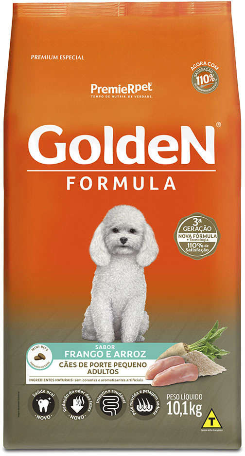 Ração Seca PremieR Pet Golden Formula Cães Adultos Mini Bits Frango e Arroz - 10Kg