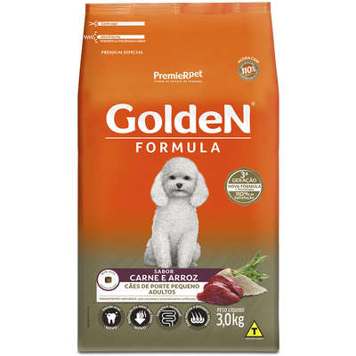 Ração Seca PremieR Pet Golden Formula Carne e Arroz para Cães Adultos de Raças Pequenas
