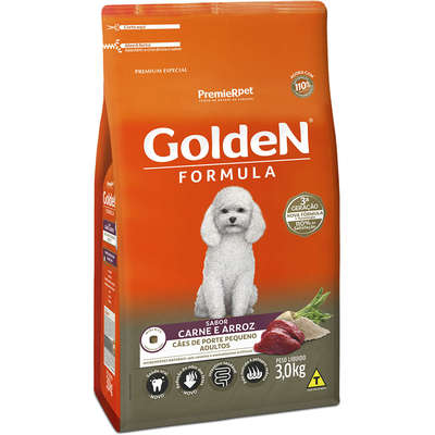 Ração Seca PremieR Pet Golden Formula Carne e Arroz para Cães Adultos de Raças Pequenas