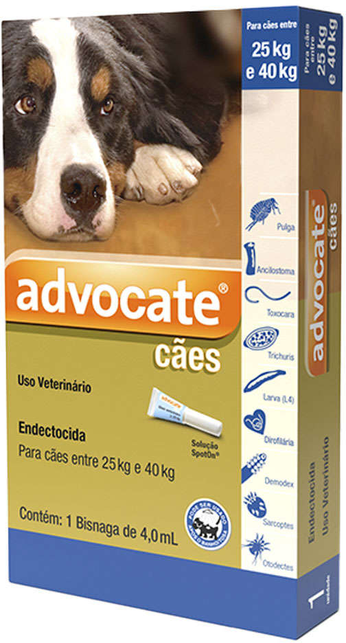 Antipulgas e Vermicida Advocate 400 mg para Cães de 25 a 40Kg - 1 Pipeta