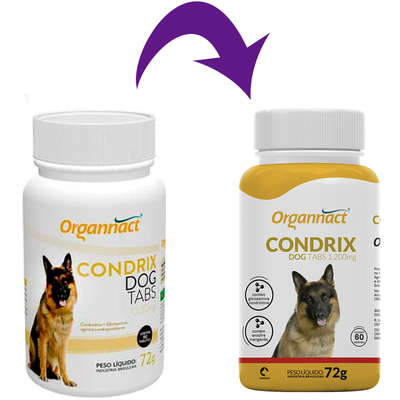 Suplemento Organnact Condrix Dog Tabs com 60 Tabletes 1200 mg